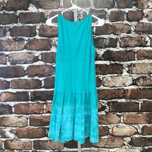 PrAna Dress Midi Tie Dye Blue Full Blue Small Sleeveless Tiered - Picture 10 of 11